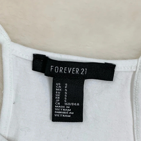 Forever 21 Women's Tank Top Cropped Racerback White sleeveless Size Small - Picture 4 of 6